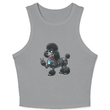 Discover Cyborg Poodle Robot Peace Sign Crop Tank Top