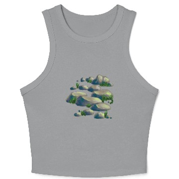Discover Serene Stones: A Watercolor Landscape Crop Tank Top