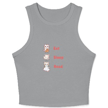 Discover Eat Sleep Read for cute cat lovers Crop Tank Top