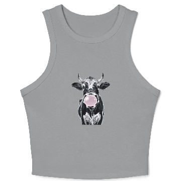 Discover Fun cow blowing a bubble Crop Tank Top