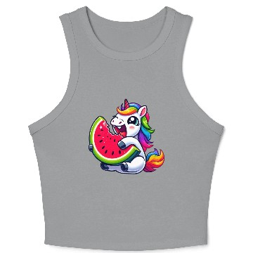 Discover Unicorn Watermelon Summer Design Crop Tank Top