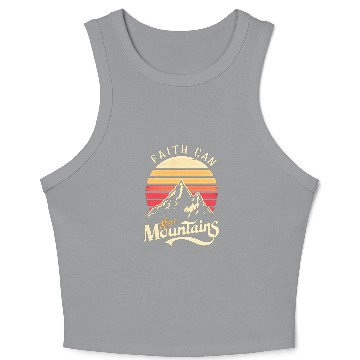 Discover Faith can move mountains, retro sunset design Crop Tank Top