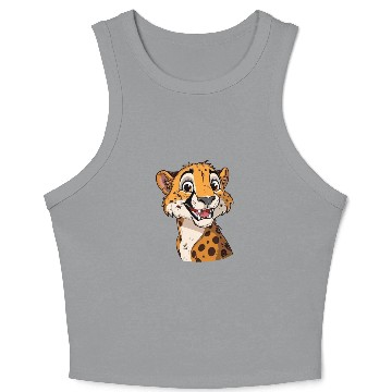 Discover Charming Smiling Cheetah Portrait Crop Tank Top