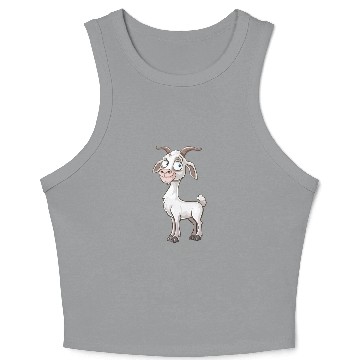 Discover Cheerful Goofy Goat Character Crop Tank Top