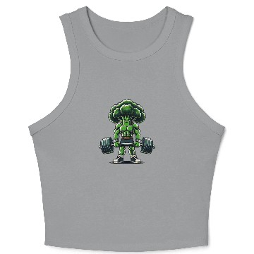 Discover Broccoli Workout Muscular Broccoli Lifting Weights Crop Tank Top