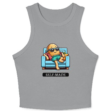 Discover Funny Self-Made Couch Potato Lazy Tired People Crop Tank Top