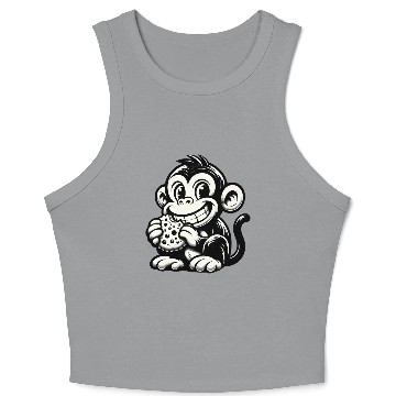 Discover Chimpanzee with Cookie Monochrome Design Crop Tank Top