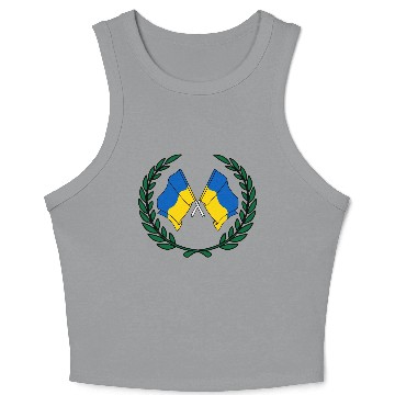 Discover Flags Ukraine in laurel wreath Crop Tank Top