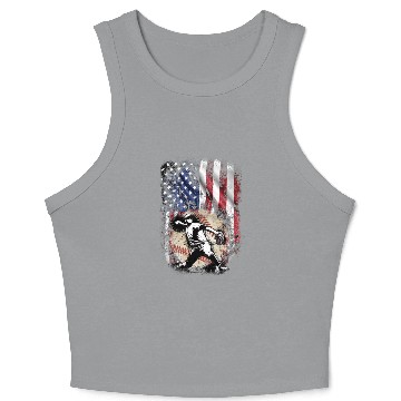 Discover Patriotic American Flag Baseball Pitcher Crop Tank Top