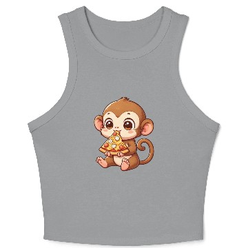 Discover Funny monkey loves pizza humorous chimpanzee Crop Tank Top