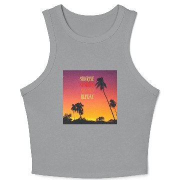 Discover Sunrise Sunburn Sunset Repeat Beach Scene Crop Tank Top