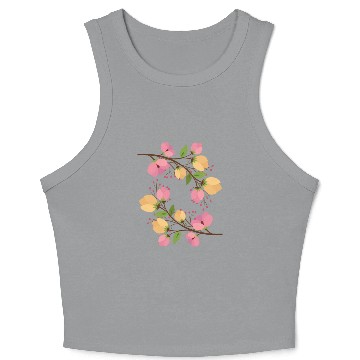 Discover Flowers rose and yellow Crop Tank Top