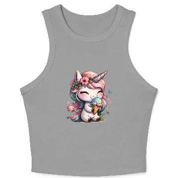 Discover Chibi Unicorn Eating Ice Cream Crop Tank Top