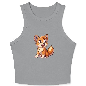 Discover Adorable Smiling Fox Cub Enthusiast Crop Tank Top