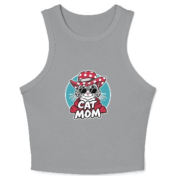 Discover Cat Mom Funny cat with sunglasses, hat and clothes Crop Tank Top