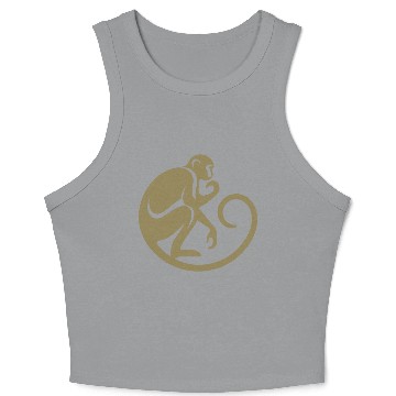 Discover Monkey Chimpanzee Silhouette Minimalist Crop Tank Top