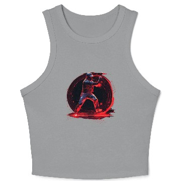 Discover Baseball Pitcher in Red Neon, Pop Art Crop Tank Top