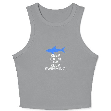 Discover Keep Calm And Keep Swimming With Shark Freestyle Crop Tank Top