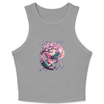 Discover Cherry Blossoms, Butterflies & Mountains - Zen Crop Tank Top