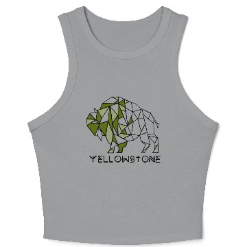 Discover Army Green YStone Bison Design Crop Tank Top