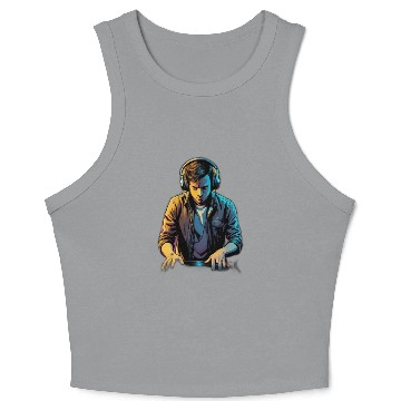 Discover Neon DJ Youth Illustration Crop Tank Top