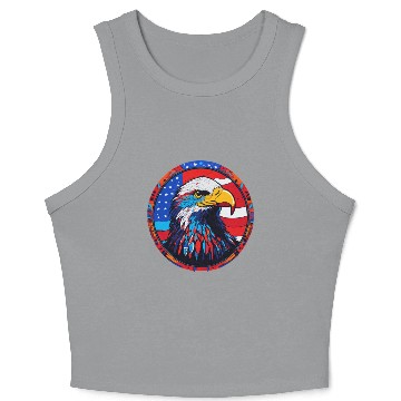 Discover Patriotic Eagle Emblem for Apparel Crop Tank Top
