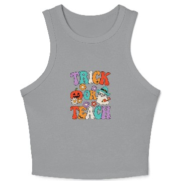 Discover Groovy Trick Or Teach Retro Pumpkin Ghost Crop Tank Top