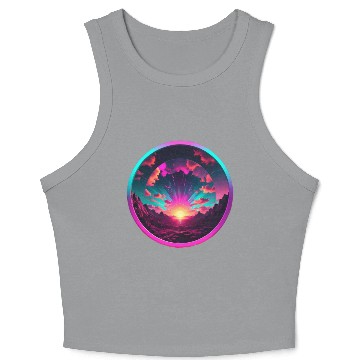 Discover Synthwave Colorful Cosmos Design inside Circle Crop Tank Top