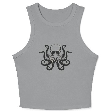 Discover Minimalism Cool Octopus with Sunglasses Crop Tank Top