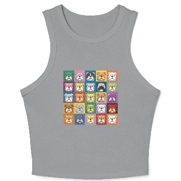 Discover Bulldog Patchwork: Vivid Canine Quilt Crop Tank Top