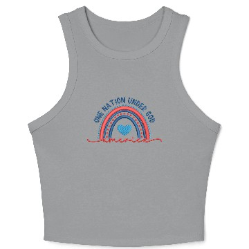 Discover One Nation Under God Rainbow Embroidery Effect Crop Tank Top