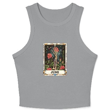 Discover June Gothic Tarot Card - Rose Flower & Skeleton's Crop Tank Top