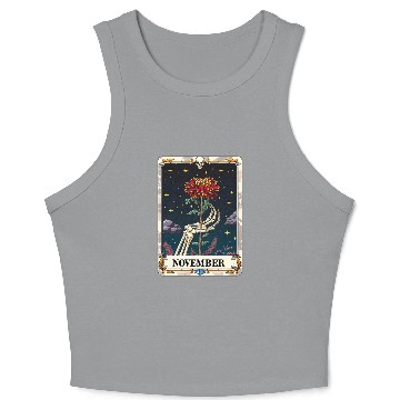 Discover November Gothic Tarot Card - Chrysanthemum Flower Crop Tank Top
