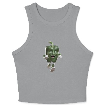 Discover Green Bell Pepper Running Realistic Crop Tank Top