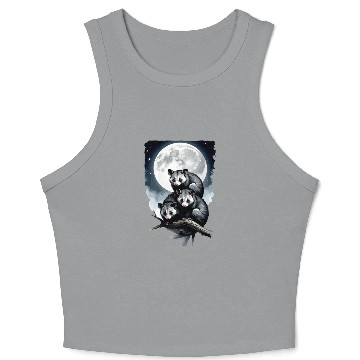 Discover Opossum on Tree at Night Animals Lover Design Crop Tank Top
