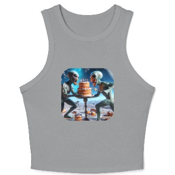 Discover Alien cake fight Crop Tank Top