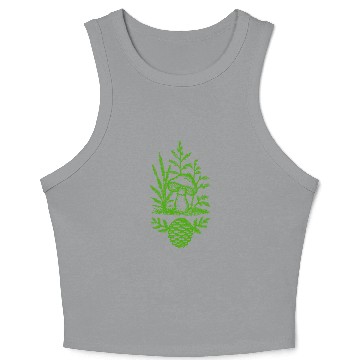 Discover Mushroom and Pine Cone Design Green Crop Tank Top