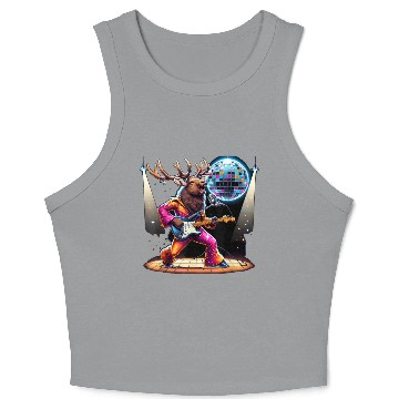 Discover Disco Ball Guitar Elk Crop Tank Top
