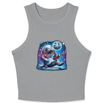 Discover Disco Ball Guitar Manatee Crop Tank Top