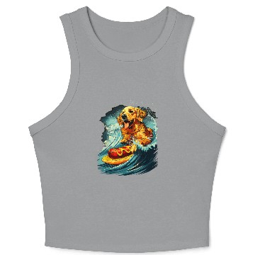 Discover Space Dog surfing Hot Crop Tank Top
