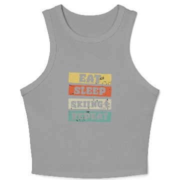 Discover eat sleep skiing repeat Crop Tank Top