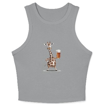 Discover Giraffe Drinking Beer Realistic Crop Tank Top
