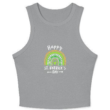 Discover Happy St Patricks Day Rainbow Leopard Print Crop Tank Top