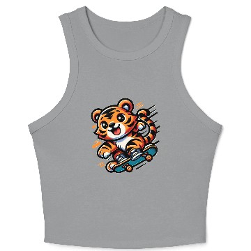 Discover Cute Skater Tiger Crop Tank Top