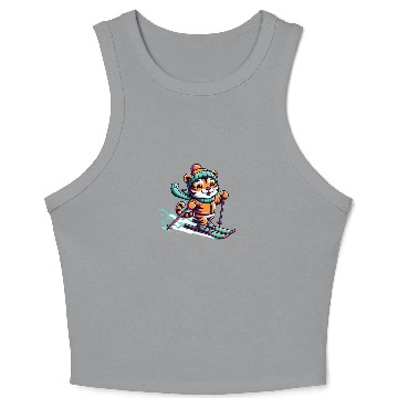Discover Cute Skier Tiger Crop Tank Top