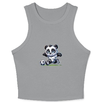 Discover Cute Soccer Player Panda Crop Tank Top