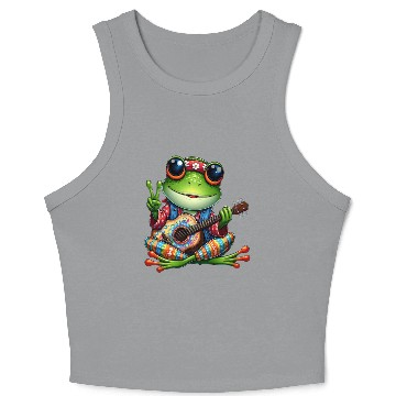 Discover Cute Guitar Frog Crop Tank Top