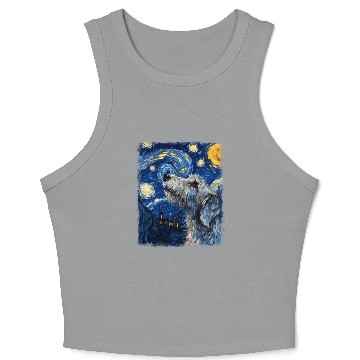 Discover Irish Wolfhound Dog Starry Night Painting Crop Tank Top