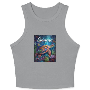 Discover Curacao Turtle Caribbean Vintage Crop Tank Top