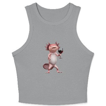 Discover Axolotl Drinking Wine Realistic Crop Tank Top